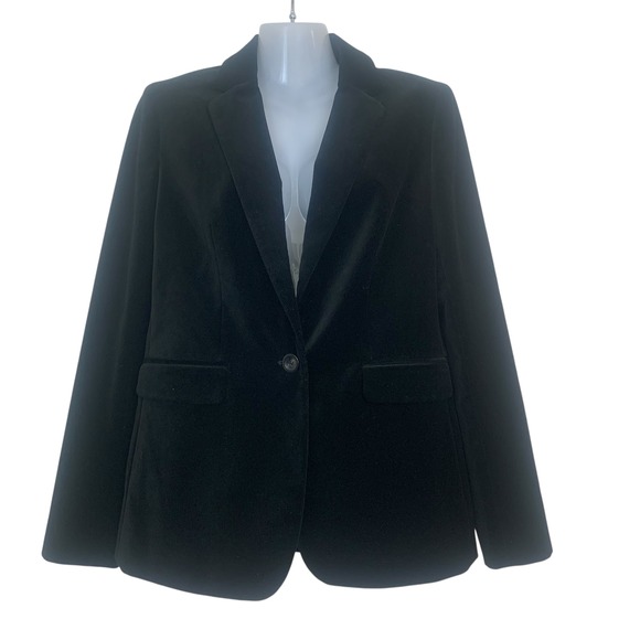Ann Taylor Jackets & Blazers - Ann Taylor Women's Sz 4 Black Velvet Single Button Blazer Jacket Office Career